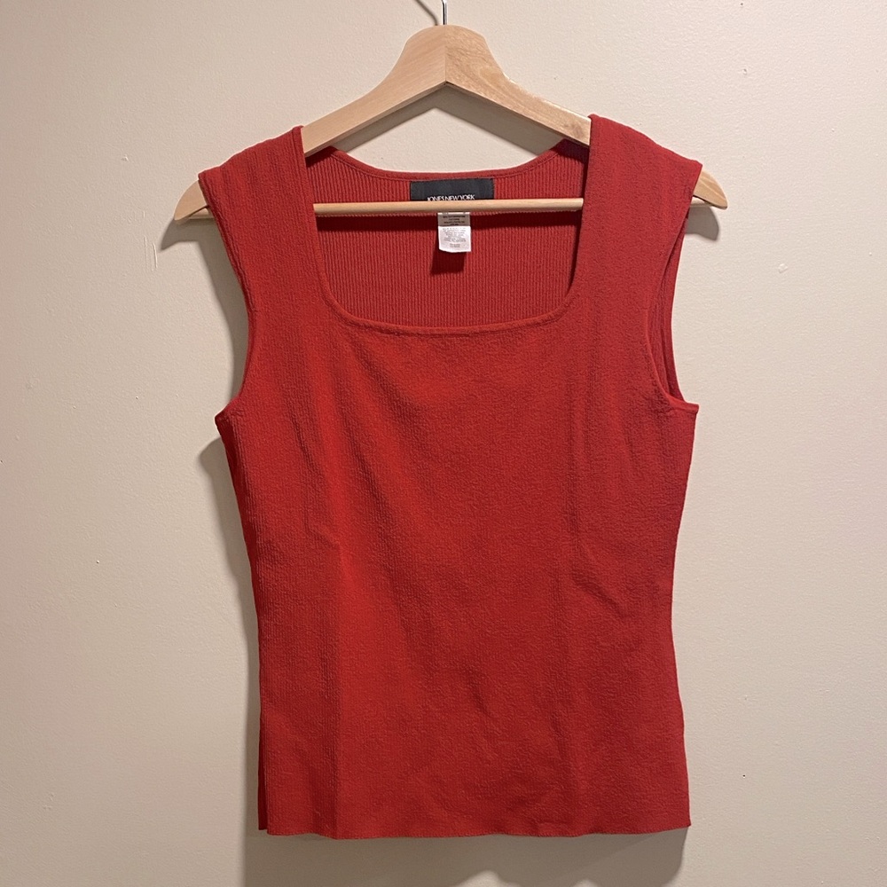 Vintage Ribbed Jones New York Red Tank Top Size Medium